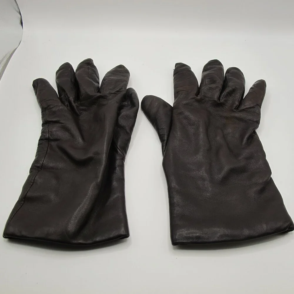 Leather dark brown, cashmere lined, 7.5 ladies gloves